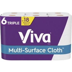 Viva Multi-Surface Cloth Paper Towels, Choose-A-Sheet - 6 Triple Rolls = 18 Regular Rolls (165 Sheets Per Roll)