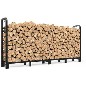 Mr IRONSTONE 8ft Firewood Rack Outdoor Indoor, Upgraded Heavy Duty Adjustable Fire Wood Rack Holds Up to 4500lbs, Fireplace Log Holder Wood Storage for Porch Patio, Easy Assembly