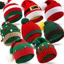 Kigeli 8 Pcs Santa Hats Adult Christmas Winter Knitted Beanie Hats with Pom Pom for Xmas Holiday