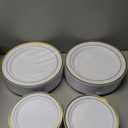 Goodluck 200PCS Gold Plastic Plates, Heavy Duty Disposable Gold Plates with 100 10.25 inch Dinner Plates and 100 7.5 inch Dessert Plates for Party, Holiday, Wedding, Thanksgiving