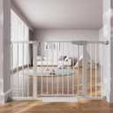 Cumbor 29.751.5" Extra Wide Baby Gate for Stairs, Pressure-Mounted Dog Gates for Doorways & Hallways, Auto-Close Walk-Through, No-Trip Design, Child Proof Safety, Dog/Pet Gate for Indoor Use, Silver