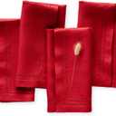 Linen Napkins 20 x 20 inch - 100% Flax Linen Red Double Hemstitch Dinner Napkins Set of 4 - Cloth Napkins Washable Perfect for Christmas and Winter Decor, Festive Holiday