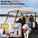 Golf Cart Heater Electric Battery Operated, 400W Safe & Fast Silent Carbon Fiber Heater with 360 Rotatable Head, Compatible with Yamaha/Club Car/EZGO 48V, Golf Gifts Cart Accessories
