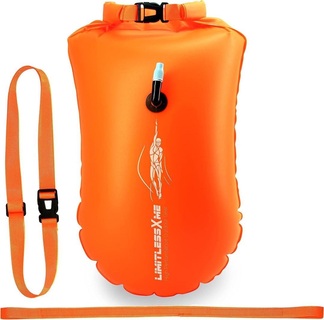Swim Buoy & Drybag - for Swimmers, Open Water and Triathlon. Pull Buoy for Adults and Kids Orange Signal Swimming Bubble