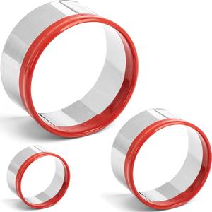 3Pcs Round Cookie Cutters 3", 4", 5", Circle Biscuit Cutter, Large Cookie Cutters, Small Cake Cutter, Dough Cutter, Unique Design with Protective Red Top PVC (3, 4, 5 inch Diameters x 2 inch Height)