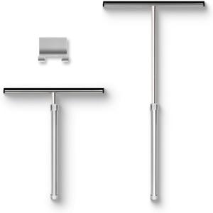 Shower Squeegee with Long Handle and Adhesive Hook. for Glass Doors, Tile Walls, Mirrors and Windows. Telescoping Squeegee for Cleaning. Bathroom Stainless Steel Squeegee, 10inch Wide, Chrome 1pk, pack of 1