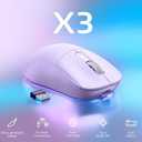 ATTACK SHARK X3 Lightweight Wireless Gaming Mouse with Tri-Mode 2.4G/USB-C Wired/Bluetooth,Up to 26K DPI, PAW3395 Optical Sensor,Kailh GM8.0 Switch,5 programmable Buttons for PC/Win/Mac(Purple)