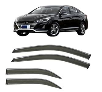 WGGDRAQQ 4Pcs Window Visor Rain Guard Deflector for Hyundai Sonata 2015-2019 Chrome Trim Black