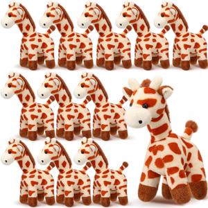 12 Pcs Giraffe Stuffed Animal Bulk 6'' Stuffed Giraffe Plush Toy Soft Safari Plush Zoo Wild Animal Party Decoration Cute Tiny Keychains for Back to School Kid Girl Boy Birthday Forest Party