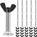 Therwen 20 Set M6 Pet Carrier Fasteners Set Dog Kennel Replacement Screws and Bolts Butterfly Nuts Dog Kennel Bolts Hardware Replacement Kit for Pet Carrier(Black)
