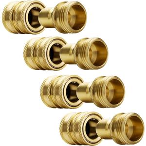 YAMATIC Garden Hose Quick Connect Water Hose Fittings - 3/4" Thread - High Grade Brass Durability and Leak Free Upgrade(4 PACK)