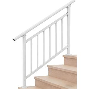 Handrails for Outdoor Steps,1-4 Step Stair Handrail & Indoor Stair Railing KitWhite Railings for Outdoor Steps and Hand Rails for Seniors for Porch(4 Step - White)
