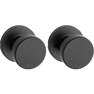 Kwikset Pismo Interior Passage Door Knob, Handle For Closet and Hallway Doors, Non-Locking Doorknob in Matte Black, with Microban Protection (1 Pack)