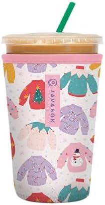 Sok It JavaSok Iced Coffee & Cold Soda Insulated Neoprene Cup Sleeve (Cozy Knits, Medium: 22-28oz), 4 Pack