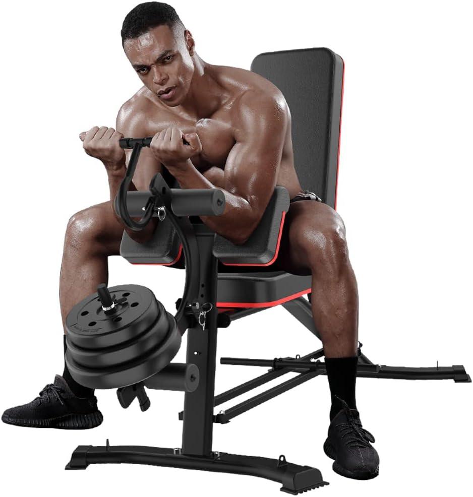 Utility Weight Bench with Leg Extension - Multi-Position Adjustable Bench for Strength Training, Dumbbell Exercise and Ab Workouts (Black (Upgraded Version))