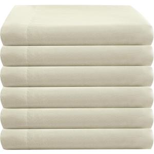 ZPECC Bulk Flat Sheets Only Full Size 6 Pack, Easy Sort Top Bed Sheet by Color-Coded Hem Threads, Soft Durable Brushed Microfiber Fabric Hotel Airb&bs Essentials for Hosts, 81"x96", Beige