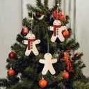 10pcs Unfinished Wooden Gingerbread Man Cutouts Wood Slices Painting Slice Crafts for DIY Crafts Ornaments, 3.94 X 4.72 Inches