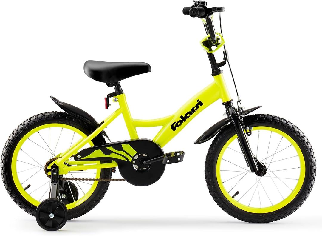 Kids Bike 14 16 18 Inch Bicycle for 3-9 Years Boys Girls BikeChildren's Bicycle with Bell Training Wheels, Multiple Colors (yellow)