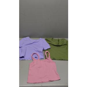 OQQ 3 Shirts Large Pink/Purple/Green Small