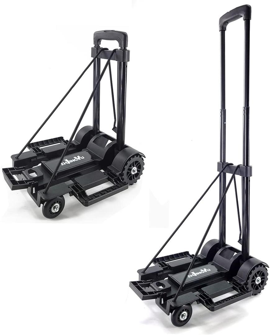 Folding Hand Truck Small Dolly,Foldable Utility cart with 4 Wheels & 2 Elastic Ropes,Foldable Dolly cart,Backpack Trolley,Luggage Platform Truck,Travel,Moving,Shopping,Small,Lightweight for Women