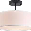 Bargeni Semi Flush Mount Ceiling Light,13 inch Modern 3-Light Ceiling Light Fixture, Black Semi Flush Mount Light Fixture, Flush Mount Lighting for Bedroom, Dinning Room and Hallway