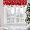 Christmas Window Valance Winter Snowflakes Window Treatment Merry Christmas Ball Ornaments Rod Pocket Curtain Valance,54x18 inch Xmas Snowflake Sparkle Red Kitchen Valance for Bathroom Cafe