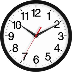 Rohioue 12 Inch Wall Clock Modern Battery Operated Silent Non Ticking Analog for Bedroom Office Living Room Home Kitchen Bathroom(Black)