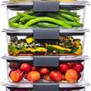 Rubbermaid Brilliance Tritan Plastic Food Storage Containers BPA Free Airtight Lids Ideal for Lunch Meal Prep & Leftovers Set of 5 (3.2 Cup)