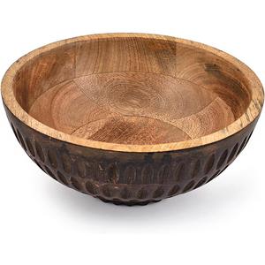 Decorative Bowl Mango Wood Pedestal Bowl Black Finish | Modern Table Centerpiece for Home & Kitchen | Versatile Catch-All Dish for Keys, Snacks, Decor & More(9" x 9" x 4")