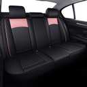 Aierxuan Car Seat Covers for Girls Women Waterproof Girly Seat Cushion Universal for CRV Acura Hyundai Altima Corolla Jeep Wrangler Focus Edge Escape Raider (Full Set, Black-Pink)