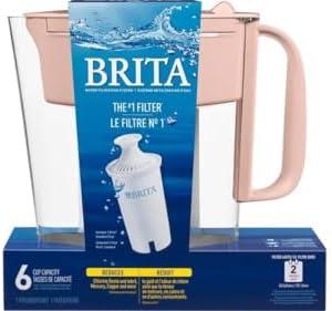 Brita Metro Water Filter Pitcher 6-Cup Capacity, BPA-Free, Replaces 1,800 Plastic Water Bottles a Year, Lasts Two Months, Includes 1 Filter, Small - Pink