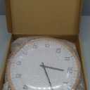 Driini Analog Dome Glass Wall Clock (12") - Wood Frame with White, Modern Face - Battery Operated with Non Ticking Hands - Large Decorative Clocks for Classroom, Office, Living Room, or Bedrooms.