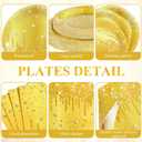 400 Pcs Gold Birthday Party Decorations Golden Glitter Paper Plates Disposable Diamonds Napkins and Cups for Women Birthday Anniversary Wedding Party Decorations Supplies