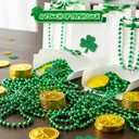 4E's Novelty 72 Pack St Patricks Day Beads Necklace Bulk Green Beads - Saint Pattys Gifts, 33 Inch 7mm Party Favor Supply, St Patricks Day Outfit Costume Dress UP Accessories Bulk Parade Throws