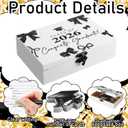 Resurhang 60 Pcs Bow Graduation Wooden Card Box and Black and Gold Advice and Wishes Cards with Pen Class of 2026 Gifts for The Graduation Party Favors Going Away Party Decorations Supplies