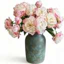8 Pcs Silk Peonies Artificial Flowers Bulk Faux Peony Bouquet Fake Flower for Wedding Bridal Shower Centerpieces DIY Floral Arrangements Home Party Decorations (White-Pink)