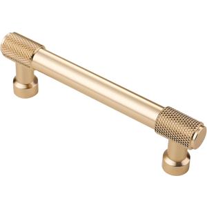 Alzassbg 10 Pack Gold Cabinet Pulls, 3-3/4 Inch(96mm) Hole Centers Knurled Kitchen Cabinet Handles for Cabinets and Drawers AL3017BB