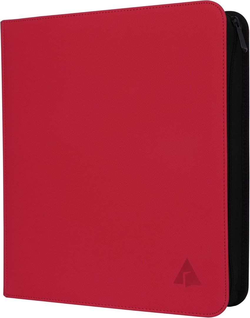 Trading Card Binder, 9 Pocket Fit 1404 Cards - Metal D-Ring Card Holder with 78 Double-Sided Clear Pages, Top-Loading Collectors Album -Red