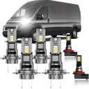 for 2014-2022 Ram ProMaster 1500 2500 3500 Multi Beam FOG Lights Bulbs Combo, 6pcs Super Bright White Dual Beam and Fog Lights Blubs Package, 1:1 Size as Stock Bulbs, Plug and Play