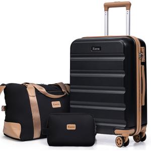 Luggage Sets 3 Piece,Suitcases with Wheels,Carry On Luggage Set,ABS Hard Case Luggage with TSA Lock Spinner Wheels(3 Piece Sets,Black(20"/DB/TB))