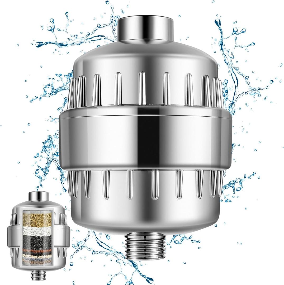 20 Stage Shower Filter, Powerful Shower Head Water Filter for Hard Water, Showerhead Filters to Remove Chlorine Toxic Chemicals & Improve Water Efficiently, Good for Health, Easy to Install