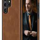 LOHASIC for Galaxy S25 Ultra Leather Case, Luxury Classic Style Protective Shockproof Bumper Designed Women Men Cover Compatible with Samsung Galaxy S25 Ultra, 6.9" 2025 - Brown
