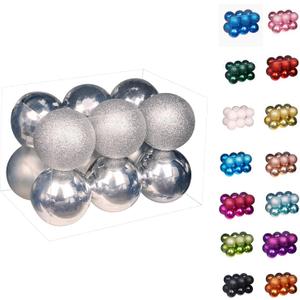 Emopeak 12Pcs Christmas Balls Ornaments for Xmas Christmas Tree - 4 Style Shatterproof Christmas Tree Decorations Hanging Ball for Holiday Wedding Party Decoration (Silver, 3.2"/8CM)