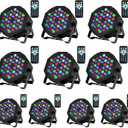 Litake DJ Par Lights, RGB 36 LED Stage Lights Sound Activated,Remote & DMX Controlled LED Uplights,7 Modes Uplighting for Dance Party Church Wedding Birthday Holiday Music Show-10 Pack