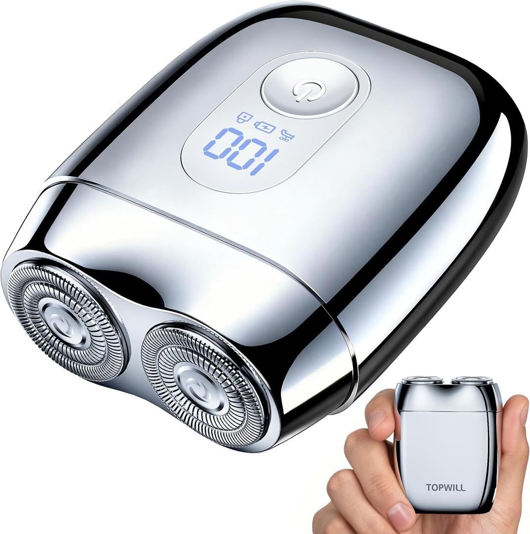 Alloy Mini Electric Shaver for Men  Valentine's Day Gift, Portable Travel USB-C Rechargeable Razor with Mirror Cap, Waterproof Wet/Dry, Smooth Shave, Ideal Gift for Husband Boyfriend, RX40 Silver