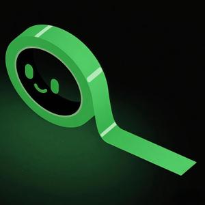 Glow in The Dark Tape 1Inch x 40FT - Glow Tape High-Adhesion Waterproof,Safety Tape, Photoluminescent for Stairs, Bikes, Outdoor Gear,Halloween DIY，Walls and Exit Sign