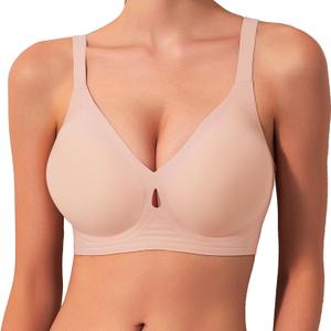 Women Wireless Bras No Underwire Seamless Push Up Full Coverage Supportive Bralettes Comfortable Everyday Bra (X-Large, Skin)