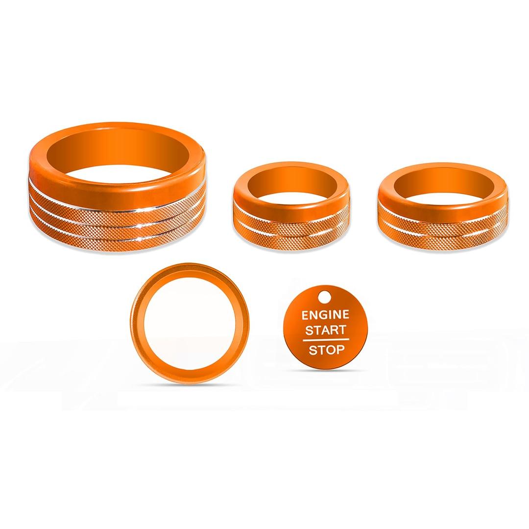 SENSHINE Knob Covers for Ford Maverick 2025 Gear Shift Switch 4WD Engine Start Stop Button Cap Ring Headlight Control Volume Radio Center Console Knob Cover Interior Accessories 5Pcs (Orange)