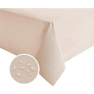 NLMUVW Champagne Vinyl Tablecloth 96 Inch, Beige Heavy Duty PVC Table Cloth Waterproof Wipe Clean Table Cover for Kitchen Dining Picnic, 54 x 96 inch