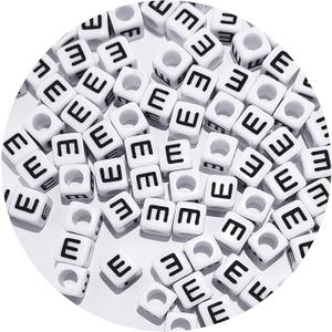Square Letter Beads 6x6mm Acrylic Alphabet Beads E for Bracelets Jewelry Making Keychain DIY - 100pcs, Cube Letter Beads 6x6mm